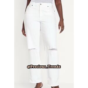 •• 1️⃣2️⃣5️⃣ Old Navy High-Waisted OG Loose Ripped Jeans Women’s Size 22 White